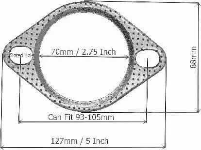 Set of 5 exhaust gaskets, 70mm (2.75"), 2-bolt flange, graphite with fire ring for muffler manifold, Amazon