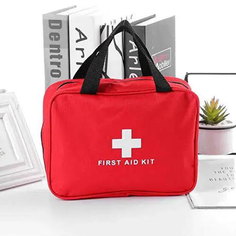 Compact Red First Aid Bag For Emergency Medical Supplies With An Organized Interior And Multiple Pockets Grab And Go For Car Bike