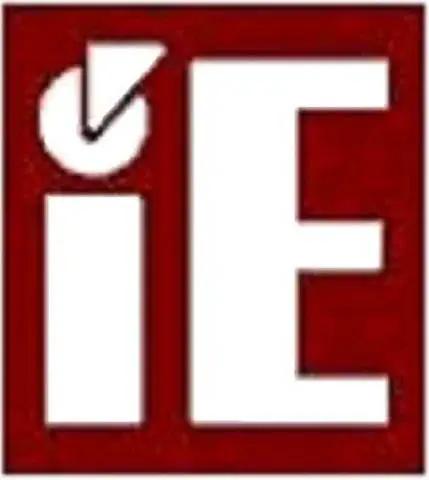 Red and white logo with letters 'iE' and a check mark.