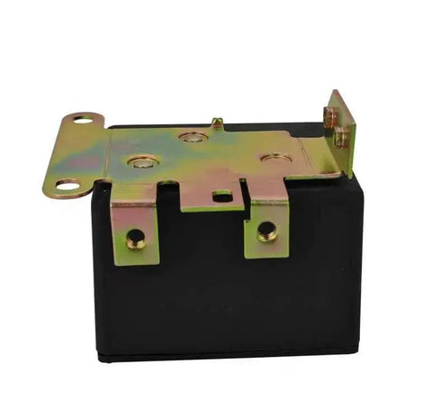 Adjustable Potential Relay With 30A At 110 To 270 VAC for 3 and 5 terminal systems, metal contacts, black casing, side view.