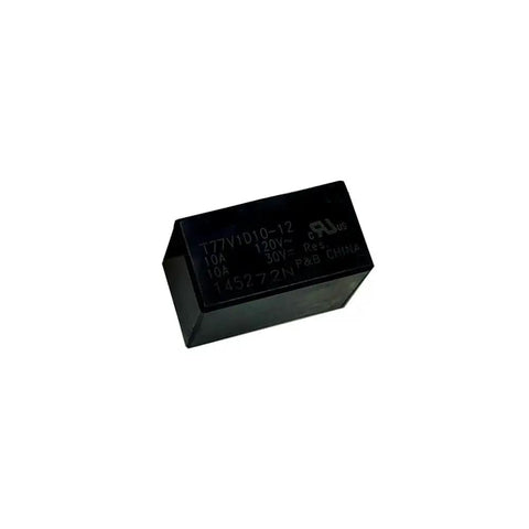 Two Pack 12V 10A SPST Relay With Four Pins, General Purpose Coil Model T77V1D10-12, black rectangular electronic component