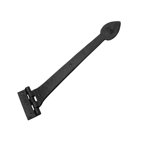 15 Inch Black Wrought Iron Strap Hinge With Spade Tip Heart Style For Doors And Gates Includes Mounting Hardware