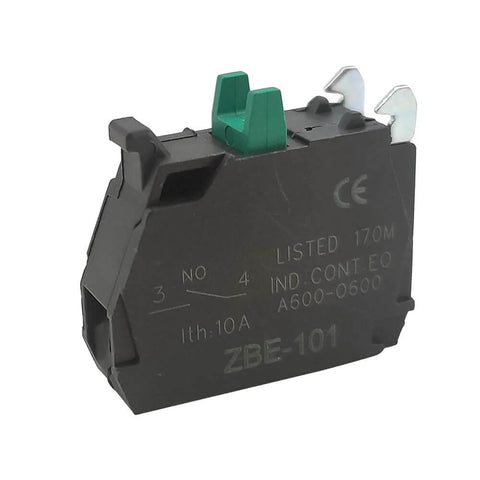 10 Pack Single Contact Block Silver Alloy Screw Clamp Terminal 1NO for electrical panels and control circuits, black finish