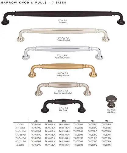 Barrow Pull Polished Nickel 5-1/16 Inch Bar Handle Grace Collection, various sizes and finishes displayed, for cabinets and drawers.