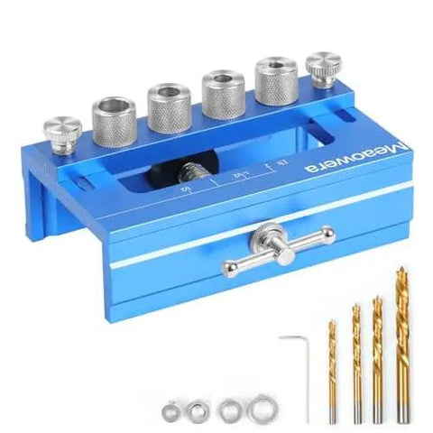 Adjustable Dowel Jig Kit And Biscuit Jointer Set with titanium drill bits and bushings for precise woodworking joinery
