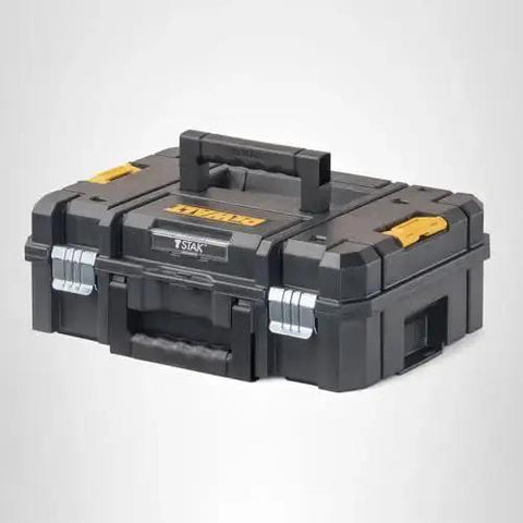 TSTAK II Flat Top Tool Box With Flexible Stacking Platforms And Holds Up To 66 Lbs Heavy Duty Metal Latches Bi Material Handle