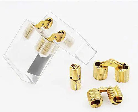 10 Pack Invisible Brass Barrel Hinges Hidden Concealed Furniture Hardware with 180 Degree Opening for DIY Jewelry Box Hand Craft Projects