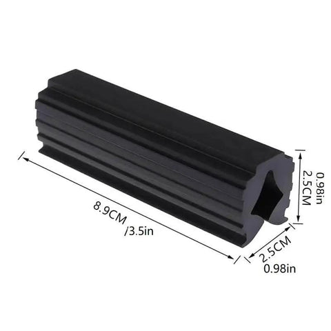 Golf Club Grip Replacement Tool With Rubber Vise Clamp, dimensions shown, black, for easy grip install and regripping, protects shaft.