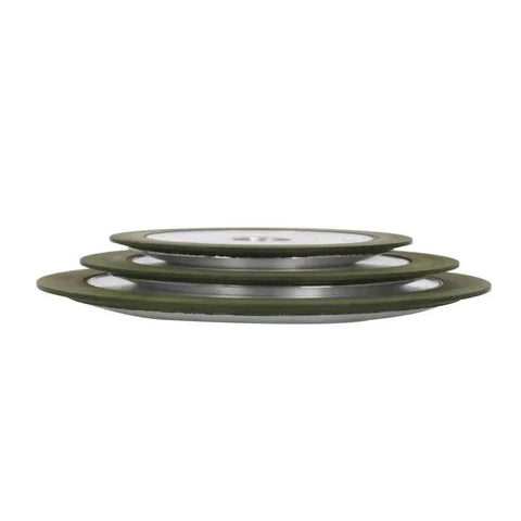 Side view of Diamond Resin Grinding Wheel For Carbide Cutters, set of 3 discs with 100 By 16 By 11 By 8 Core, Grits 150 180 240 320