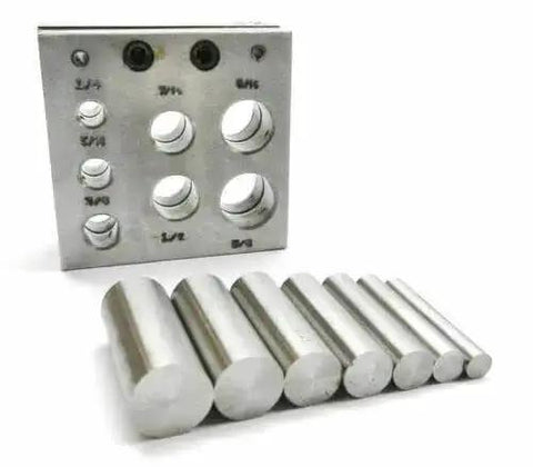 Disc Cutter Set Seven Sizes From Quarter To Five Eighths Inch Cut Circular Metal Discs For Jewelry Shapes Silver Finish 14 Gauge Tool