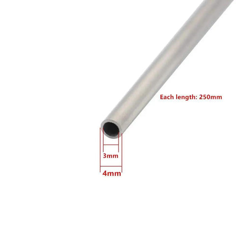 Close-up of Two Piece 304 Stainless Steel Capillary Tubes 4mm Outer Diameter 3mm Inner Diameter 250mm Length With Smooth Bore
