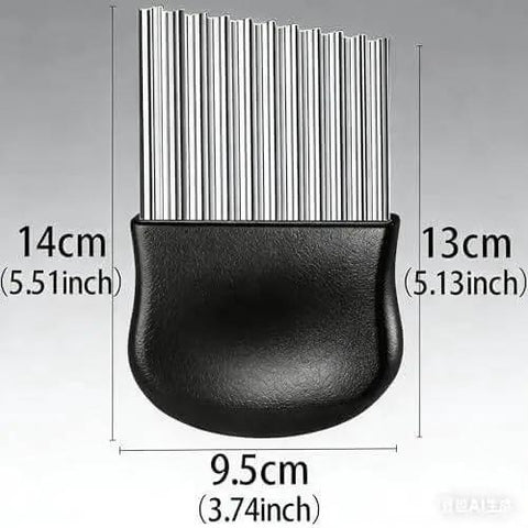 Stainless Steel Crinkle Fry Cutter With Handle For French Fries And Potatoes Large Wavy Potato Slicer dimensions diagram
