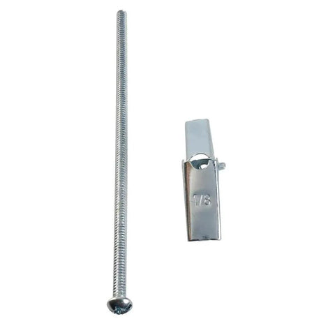 Toggle Bolts Set, 20 Pack, 1/8 Inch By 4 Inch Drywall Anchors, Solid Steel With Zinc Plating, shown in disassembled view.