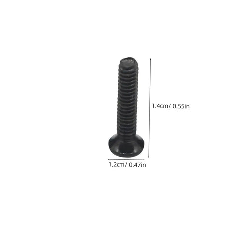 Single miniature countersunk flathead screw from Small Screw Kit For Diyers And Pros, 1.4cm length, 1.2cm width, carbon steel material.