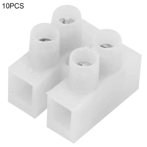 10 Pcs Screw Terminal Block 2 Position Wire Connectors Quick Connect Terminal 450V 10A shown in close-up view."}