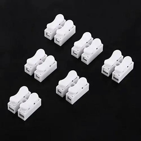 Heavy Duty 100 Piece Two Pin Push Wire Terminal Block Kit 10A 220V White Spring Clamp Quick Wire Connector on display