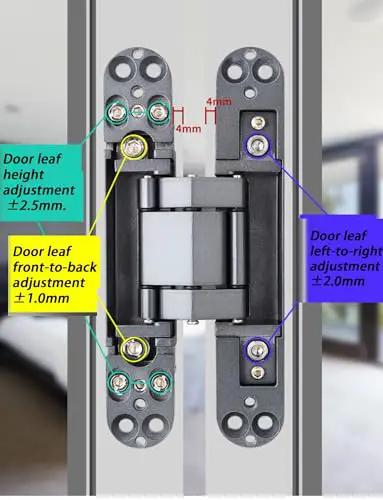 3 Pack Adjustable 180 Degree Silent Concealed Hinges In Black For Wooden Folding And Invisible Doors Hidden Cross Hinges 7 X 1.1 In 17.7 X 2.8 Cm Sleek Quiet Easy Fit Door Hardware Solution close-up