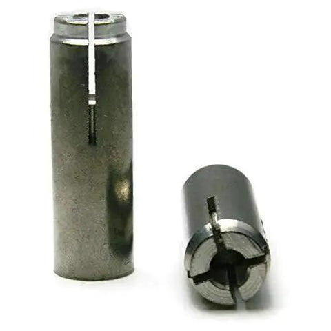 304 Stainless Steel Drop In Expansion Anchors For Concrete And Stone With Setting Tool One Half Inch Diameter Thirteen Threads Per Inch Two Inch Length Includes Ten Anchors And Tool Corrosion Resistant Masonry Fastening System close-up view