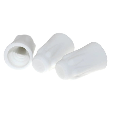 White flame-retardant ceramic wiring caps for AWG22-14, set of three, medium crimp, high-temperature wire connectors