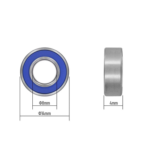 MR148-2RS deep groove ball bearing, 8×14×4 mm, double blue rubber sealed, chrome steel