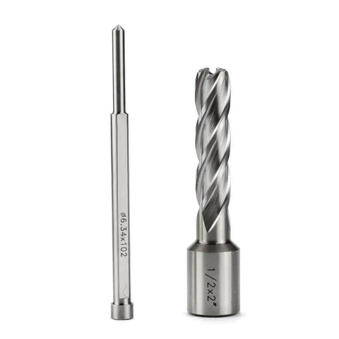 1/2 Inch HSS Annular Cutter for Magnetic Drill Press with 2 Inch Cutting Depth, 3/4 Inch Weldon Shank, 2 Flats, and Pilot Pin