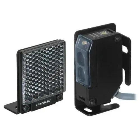 Enforcer Indoor Outdoor Wall Mounted Photoelectric Beam Sensor with 35 Foot Range, includes reflector and sensor, weatherproof design