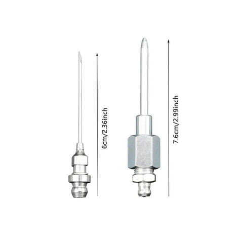 Metal grease gun needle tips from Grease Gun Needle Tip Kit Six Piece Set With Five Needle Nozzles And One Grease Needle Dispenser