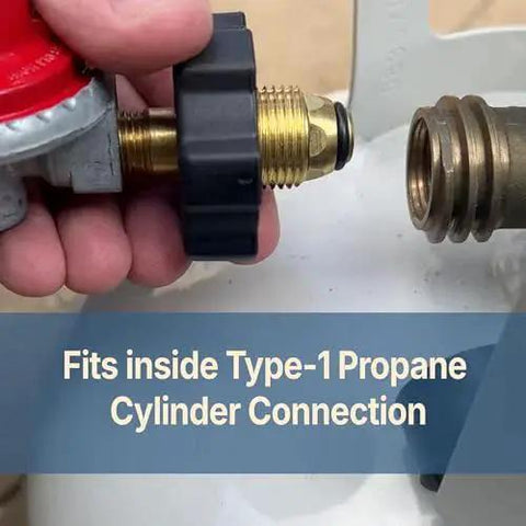 Connecting 0-40 Psi Adjustable LPG Regulator with 48 Inch Thermoplastic Hose and Soft Nosed POL to propane tank Bayou Classic