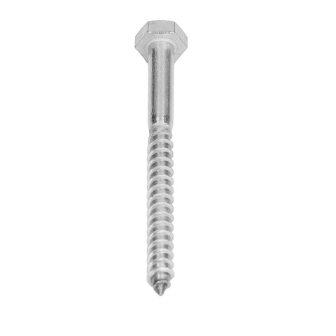 Half Thread Hex Lag Screw M8x130mm Self Tapping Wood Bolt For Carpentry Stainless Steel A2-70, front view