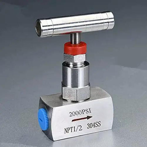 Stainless Steel Needle Valve With Half Inch NPT Connection High Pressure Up To 2000 PSI For Water Oil And Gas Instrument Gauge Valve