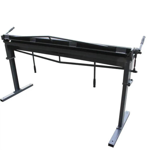 72 Inch Sheet Metal Brake For 22 Gauge Mild Steel, Adjustable 0 To 120 Degrees, Heavy Duty Metal Bender, side view on stand