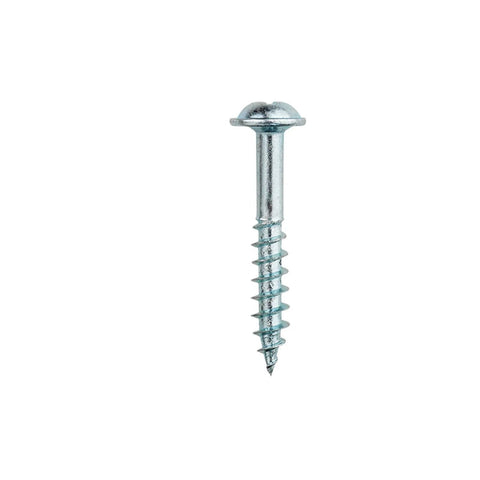 Close-up of a single screw from 100 Pack Self Tapping Wood Screws 28mm By 4mm Galvanized Iron For DIY Furniture Assembly Self Drilling Screws