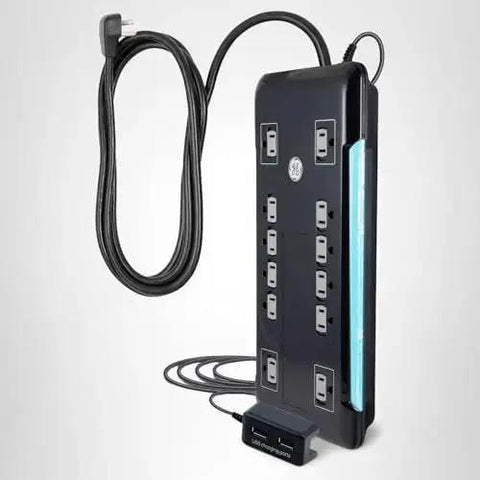 Turn One Outlet Into Twelve With Tethered USB Ports Surge Protector, 8 Ft Cord, Flat Plug, 4320 Joules, Power Filter shown