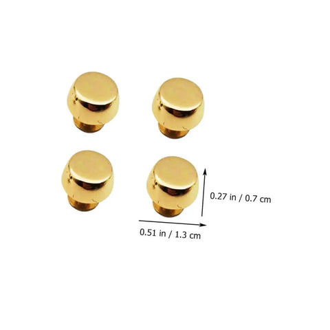 Leathercraft Bag Rivets Set For Purses Belts And Handbags DIY Decoration showing four gold rivets with dimensions 0.7 x 1.3 cm.