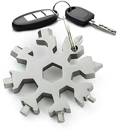 18 In 1 Snowflake Multi Tool In Stainless Steel For Everyday Carry Bottle Opener Slotted And Phillips Screwdrivers Keychain