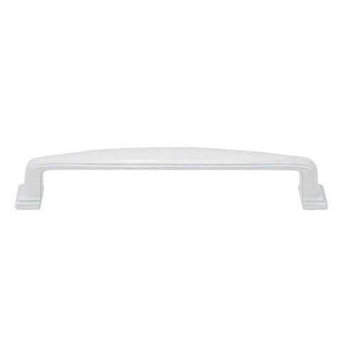 Front view of a single piece from the Six Piece Aluminum Alloy White Cabinet Drawer Pull Set With Screws, showcasing its modern design.