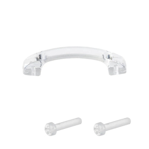 Set Of 6 Clear Acrylic Cabinet Handle Pulls With Arch Design, 3.3 Inch Total Length, 2.6 Inch Center To Center Mounting Holes, Includes Mounting Screws