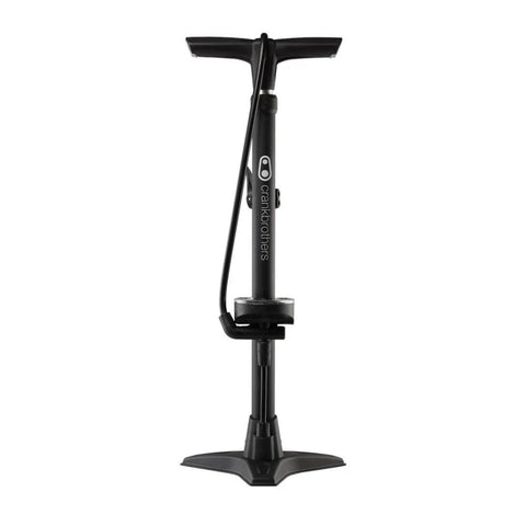 Gem floor pump, black with stamped base and T-handle, bike tire inflator
