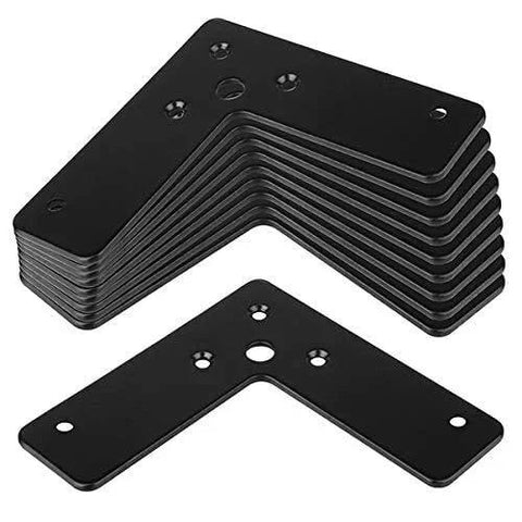 10 Pack Black Flat Corner Brace 4x4 Inches L Shaped Stealth Speed Mending Plate For Wood And Furniture 33 Lb Load Per Pack