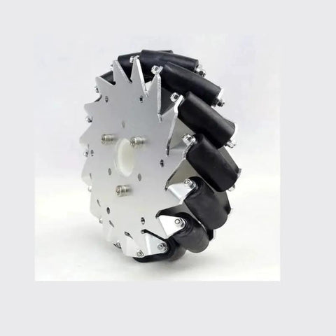 Mecanum Wheel 152mm 6 Inch With Ball Bearing Left Version for RC Cars, shown at angle highlighting aluminum body and rollers