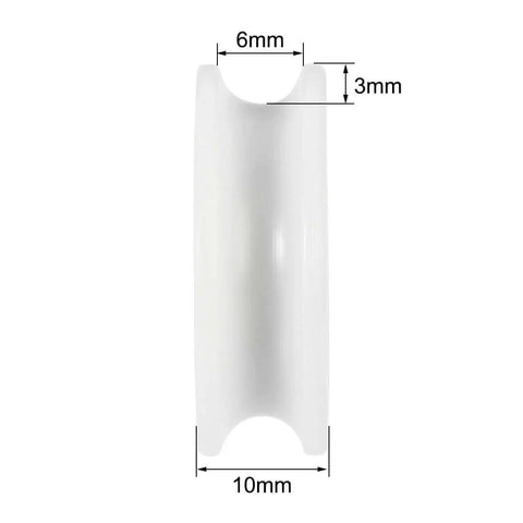 Side view of U Groove Nylon Pulley Bearing Wheel 6x30x10mm U626ZZ Double Shielded Chrome Steel Bearings GCr15 4Pcs Low Noise ABEC 1