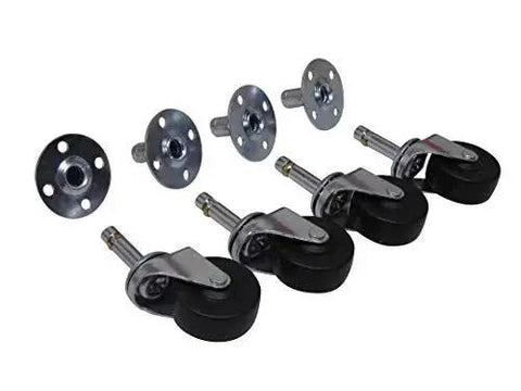 Plug Caster Set Black And Silver 2 Inch Wheel With 1.50 Inch Stem Length And 0.44 Inch Stem Diameter 2.50 Inch Overall Height 100 Lbs
