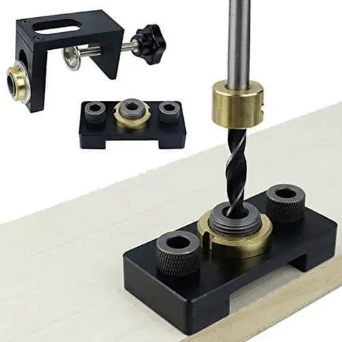 3 In 1 Doweling Jig Drill Kit With Adjustable Guide For Woodworking Pocket Holes And Embedded Nuts Bolts And Eccentric Nuts Includes 8mm 10mm And 15mm Bits For Quick Accurate Dowel Joins And Easy Setup Pro Grade Quality on wooden surface
