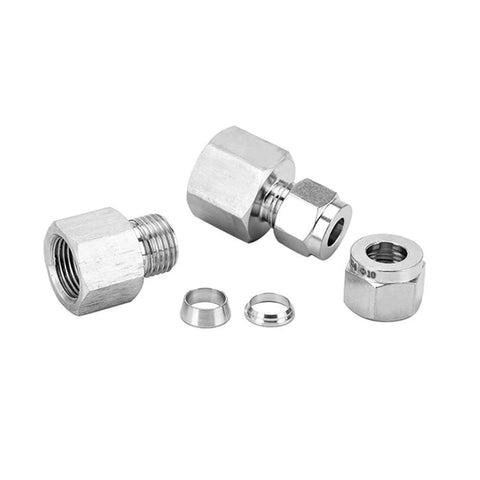Pysrych 304 stainless steel compression tube fittings, 3/8 in tube OD x 3/8 in NPT female coupler, pack of 2