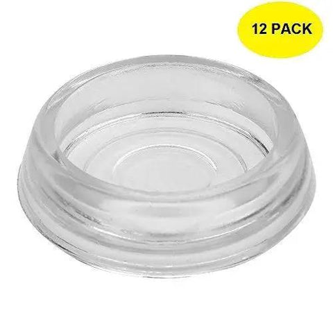 Clear glass coaster from Set Of 12 Clear Glass Furniture Coasters Round 2 9/16 Inch Floor Protectors For Chairs Tables And Sofas Elegant Caster Cups For Hardwood Carpet And Tile Keeps Floors Safe From Scratches And Dents.