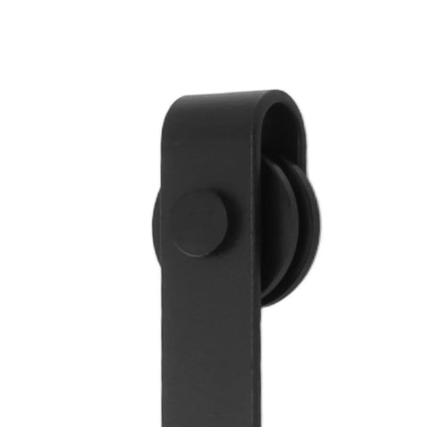 Close-up view of pulley from Heavy Duty Sliding Barn Door Hardware Kit Built To Last For Smooth Quiet Operation Sturdy Wooden Barn Door Track System