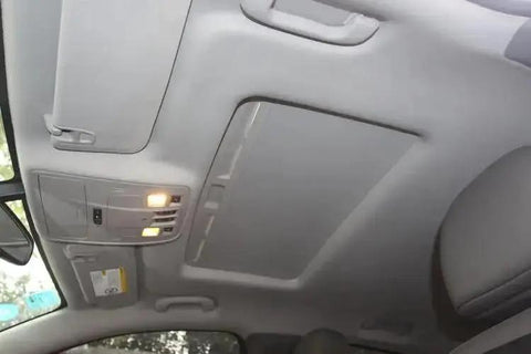 Interior view of car with 60 Inch Wide Suede Headliner Fabric With Foam Backing Pink Auto Roof Upholstery installed