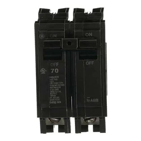 Single 70 A 2-Pole 120/240 V Q Line Plug-In Circuit Breaker with Non-Interchangeable Trip, front view