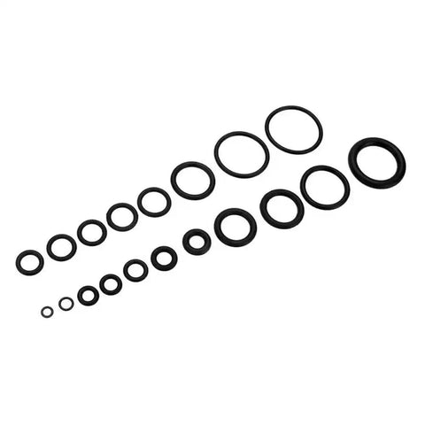 Assorted black O-rings in 225 Piece Flat Washer And O Ring Heavy Duty Rubber Assortment Kit With Oil And Water Tight Sealing