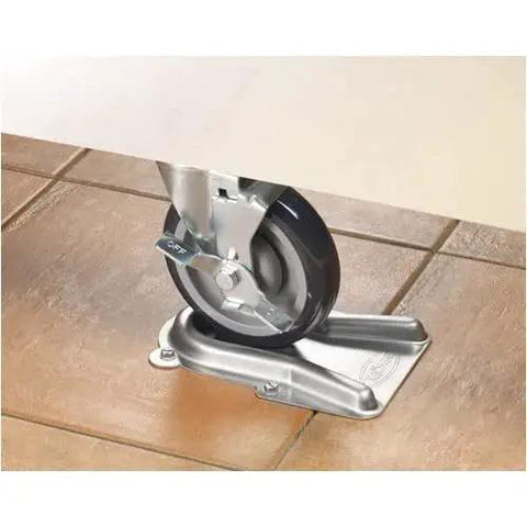 Caster Positioning Chocks 28-200 For Kitchen Equipment, Pack Of 2, wheel on chock for movable cart alignment and stability